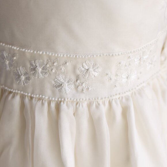 Ivory Silk Organdy & Cotton Linen Dress Flower Girl Special Occasion Size 6x/7 - Picture 3 of 7